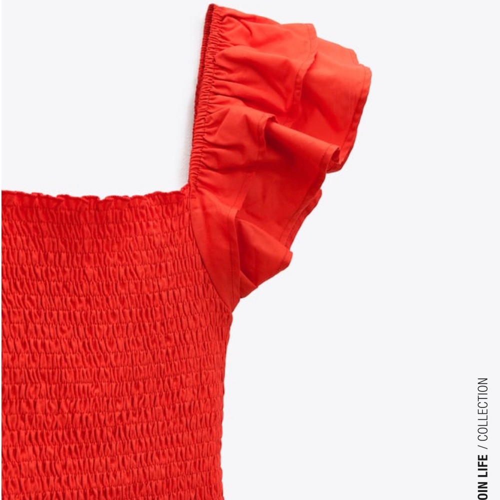 Zara Bright Red Ruffled Dress - Picture 6 of 10